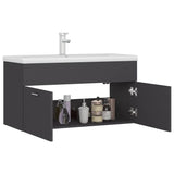 Mobile con Lavabo Integrato Grigio in Legno Multistrato