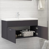 Mobile con Lavabo Integrato Grigio in Legno Multistrato