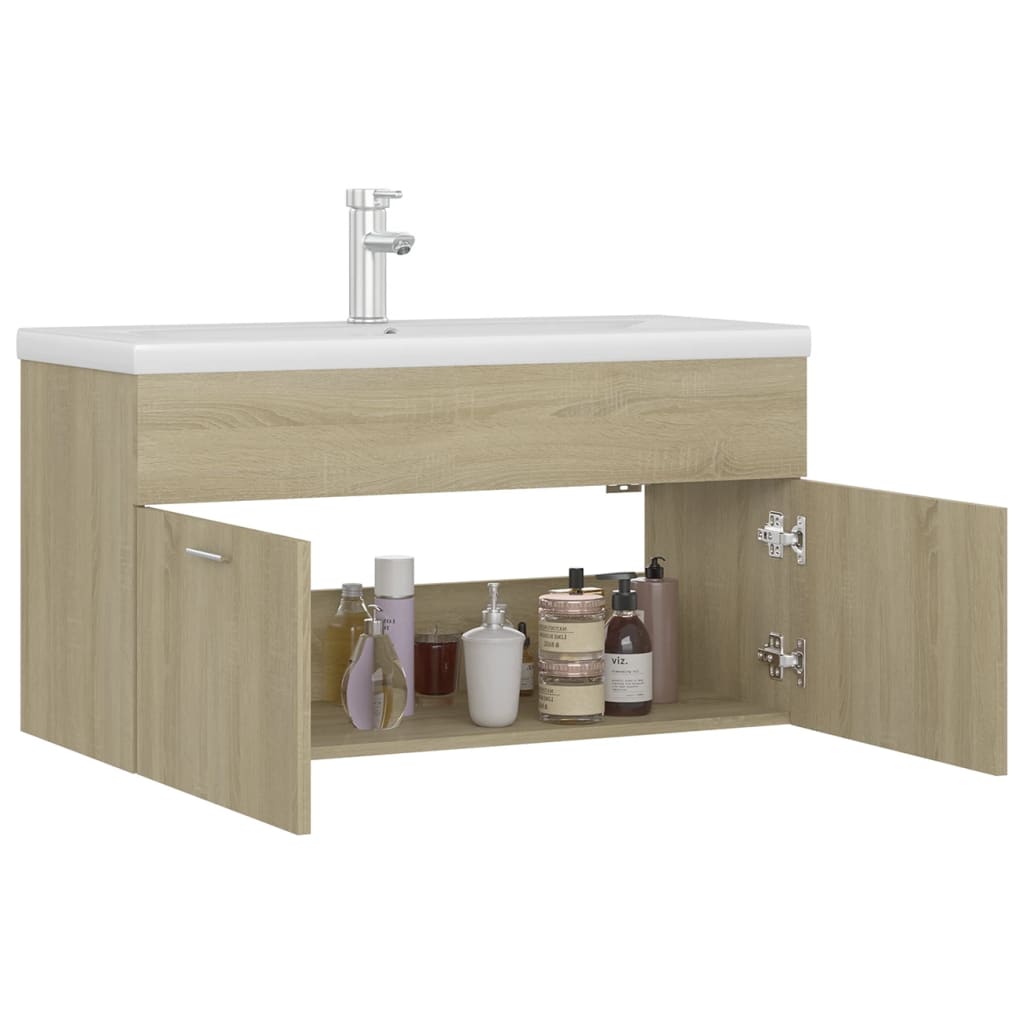 Mobile con Lavabo Integrato Rovere Sonoma in Legno Multistrato