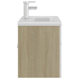 Mobile Lavabo Integrato Bianco Rovere Sonoma Legno Multistrato