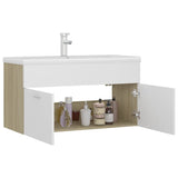 Mobile Lavabo Integrato Bianco Rovere Sonoma Legno Multistrato