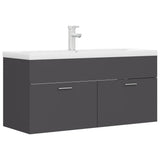 Mobile con Lavabo Integrato Grigio in Legno Multistrato