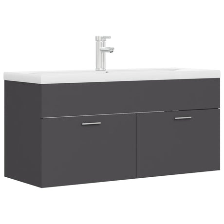 Mobile con Lavabo Integrato Grigio in Legno Multistrato