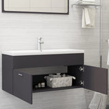 Mobile con Lavabo Integrato Grigio in Legno Multistrato