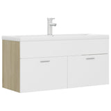 Mobile Lavabo Integrato Bianco Rovere Sonoma Legno Multistrato