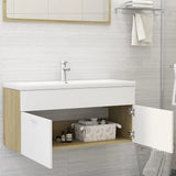 Mobile Lavabo Integrato Bianco Rovere Sonoma Legno Multistrato