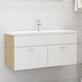 Mobile Lavabo Integrato Bianco Rovere Sonoma Legno Multistrato