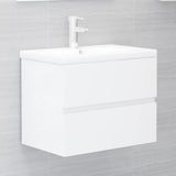 Mobile con Lavabo Integrato Bianco Lucido in Legno Multistrato