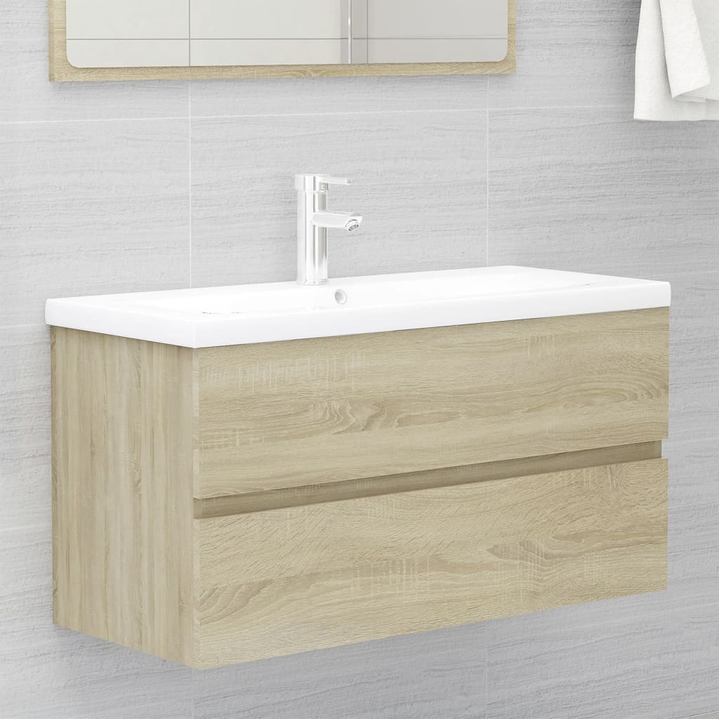 Mobile con Lavabo Integrato Rovere Sonoma in Legno Multistrato