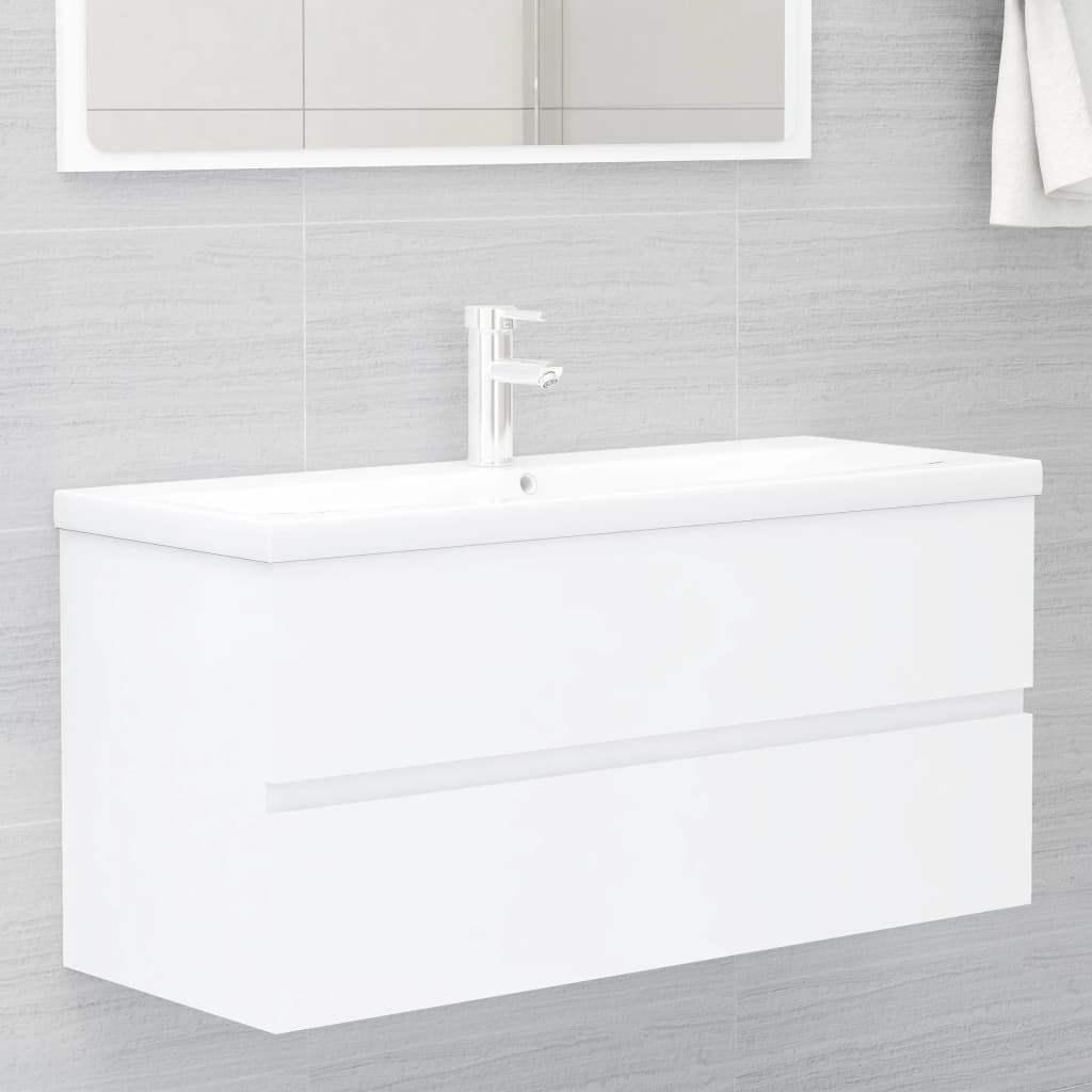 Mobile con Lavabo Integrato Bianco in Legno Multistrato