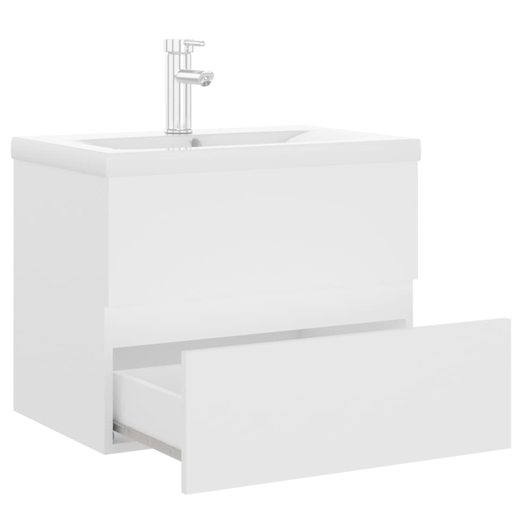 Mobile con Lavabo Integrato Bianco in Legno Multistrato