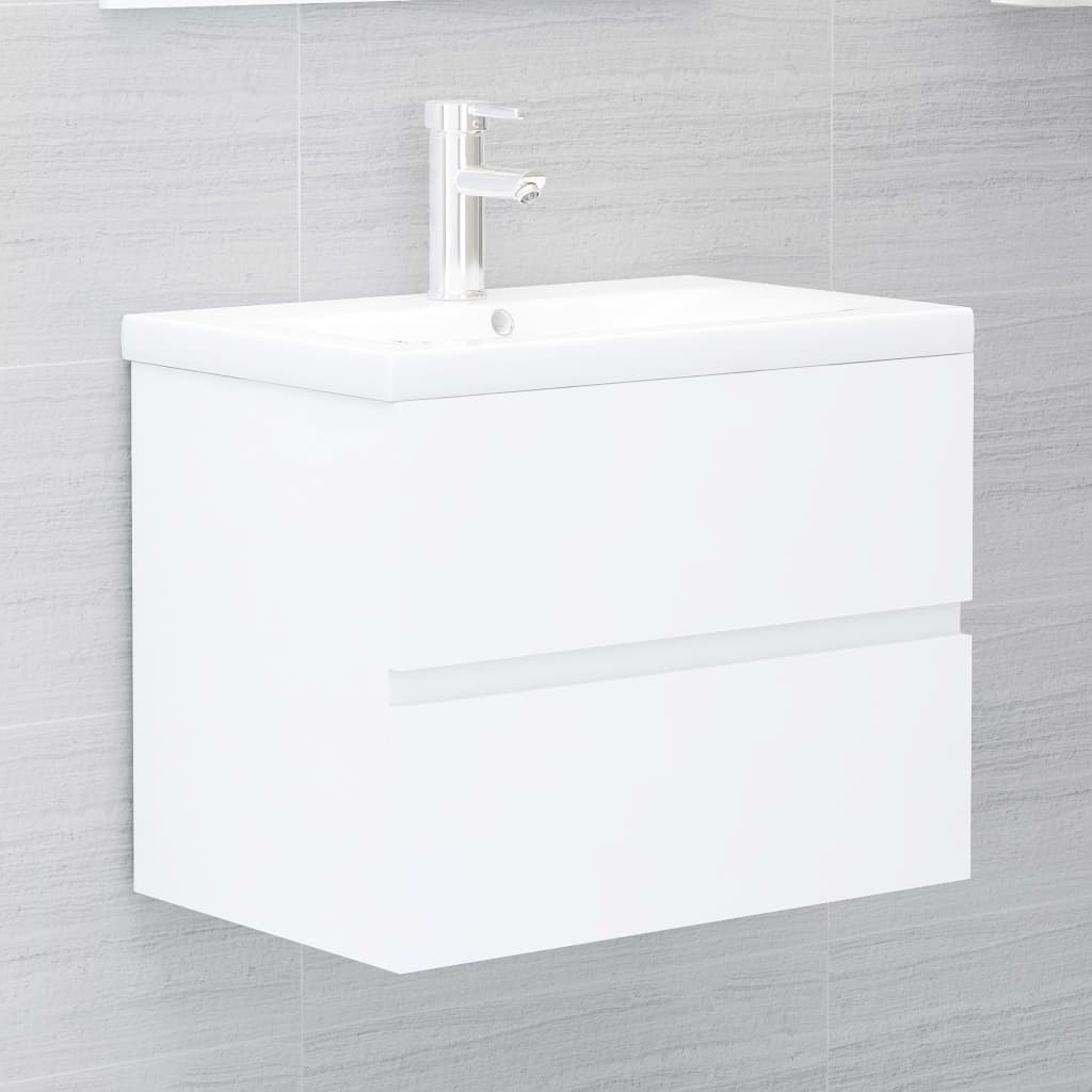 Mobile con Lavabo Integrato Bianco in Legno Multistrato