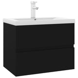 Mobile con Lavabo Integrato Nero in Legno Multistrato