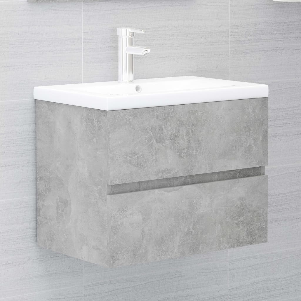 Mobile con Lavabo Integrato Grigio Cemento in Legno Multistrato