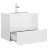 Mobile con Lavabo Integrato Bianco Lucido in Legno Multistrato