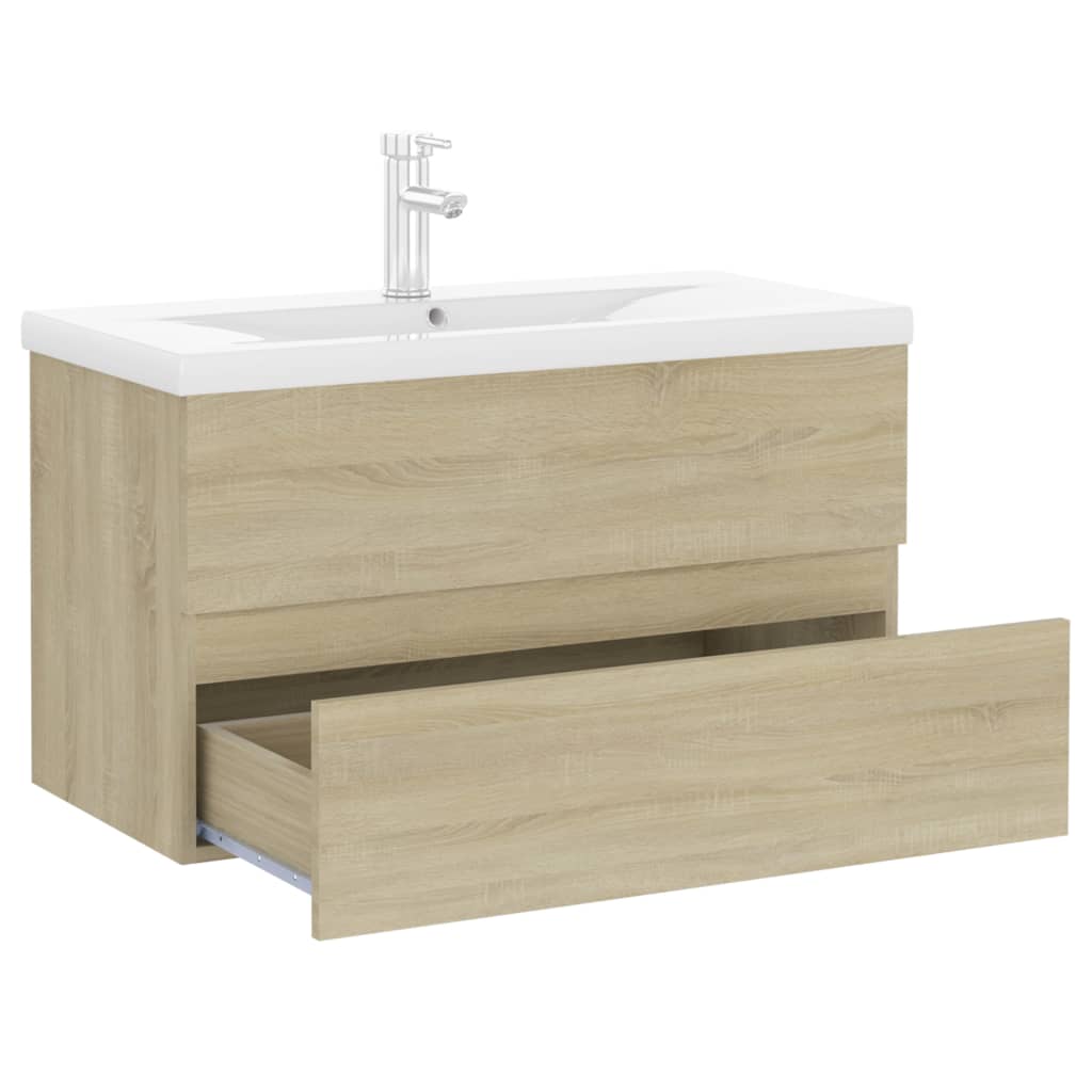 Mobile con Lavabo Integrato Rovere Sonoma in Legno Multistrato