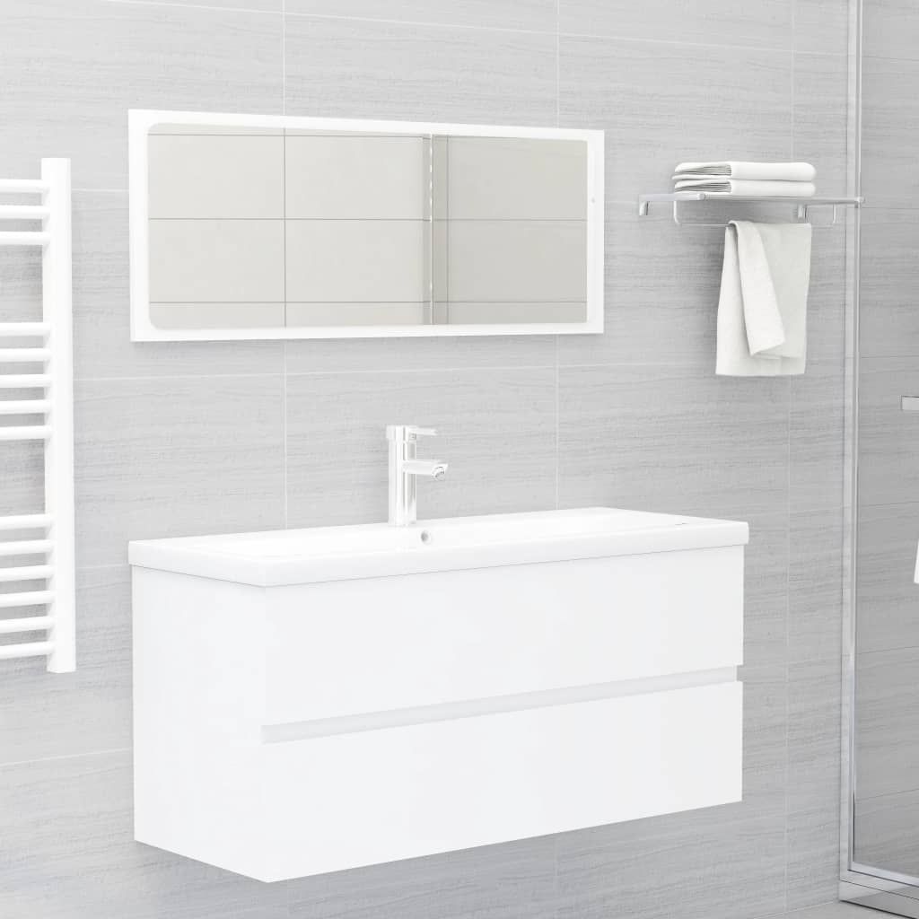 Mobile Bagno con Lavabo Integrato Bianco in Legno Multistrato