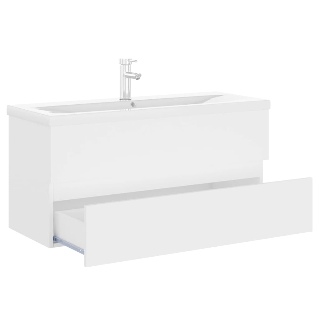 Mobile Bagno con Lavabo Integrato Bianco in Legno Multistrato