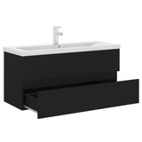 Mobile con Lavabo Integrato Nero in Legno Multistrato