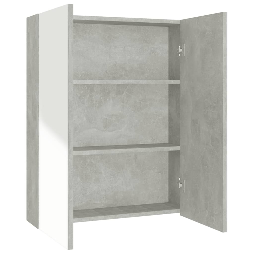 Armadietto a Specchio per Bagno 60x15x75 cm MDF Grigio Cemento