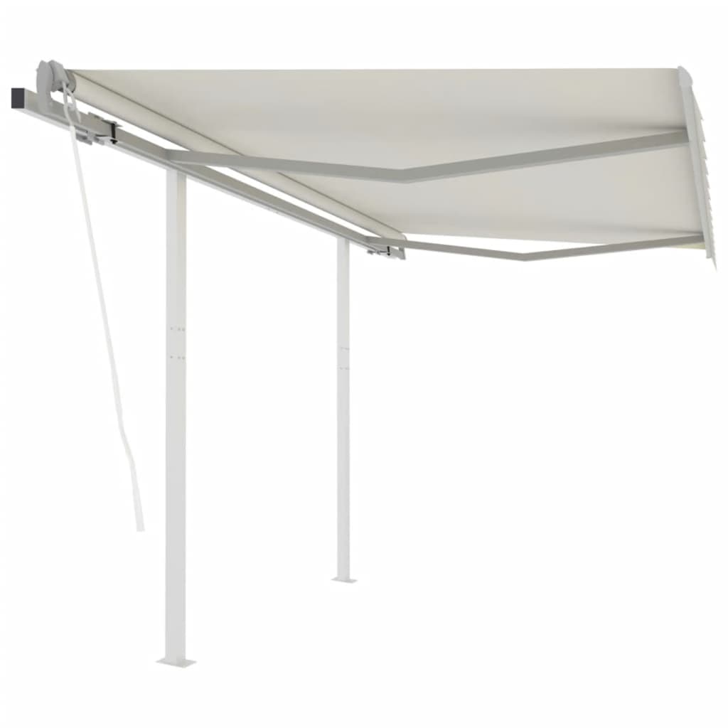 Tenda da Sole Retrattile Automatica con Pali 3,5x2,5 m Crema