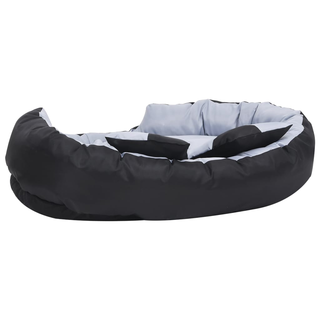 Cuscino per Cani Reversibile Lavabile Grigio e Nero 110x80x23cm