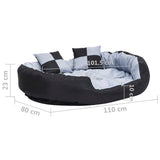 Cuscino per Cani Reversibile Lavabile Grigio e Nero 110x80x23cm