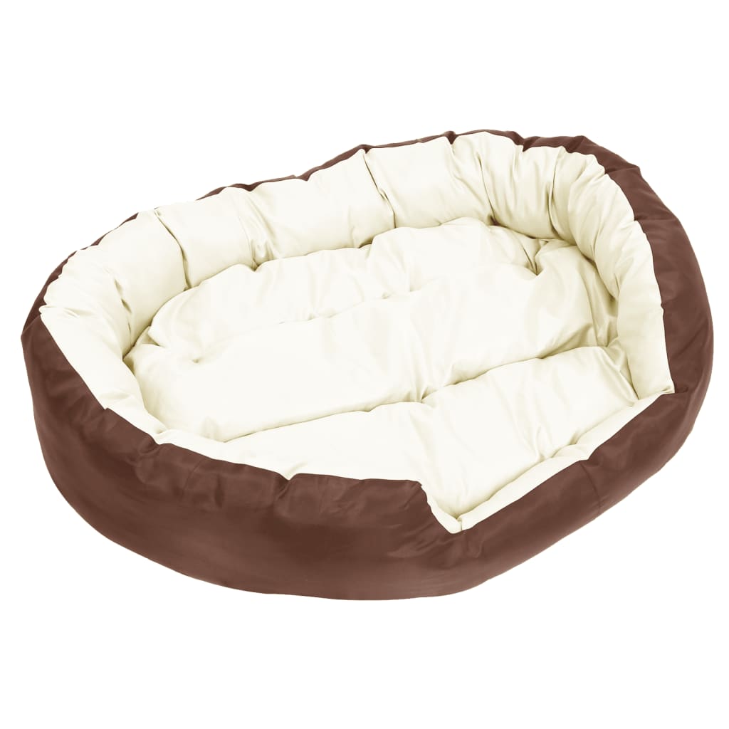 Cuscino per Cani Reversibile Lavabile Marrone Crema 110x80x23cm