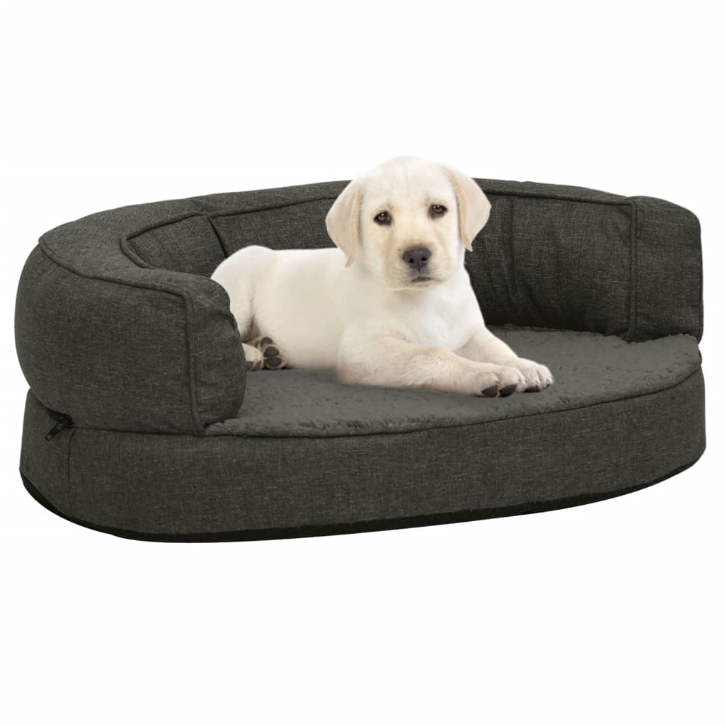 Materasso Ergonomico per Cani 60x42 cm Pile Lino Grigio Scuro