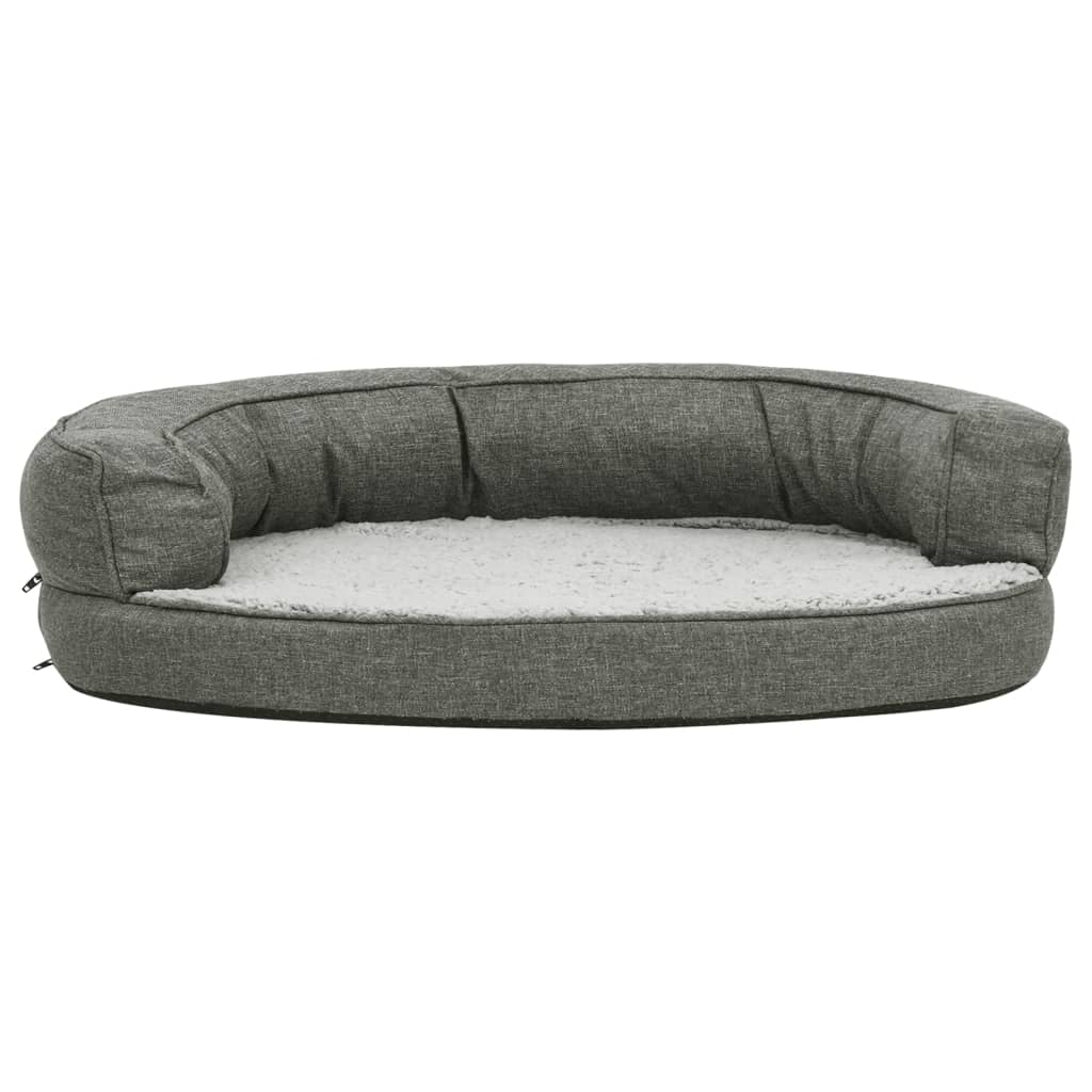 Materasso Ergonomico per Cani 75x53 cm Pile Effetto Lino Grigio