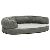 Materasso Ergonomico per Cani 75x53 cm Pile Effetto Lino Grigio