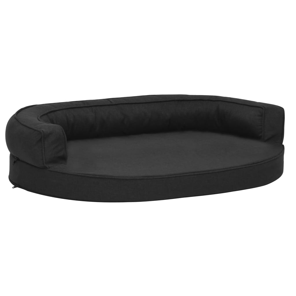 Materasso Ergonomico per Cani 75x53 cm Effetto Lino Nero