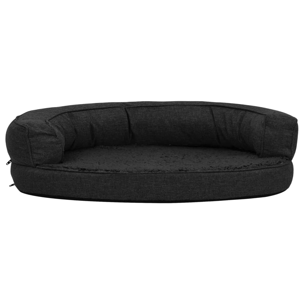 Materasso Ergonomico per Cani 75x53 cm Pile Effetto Lino Nero