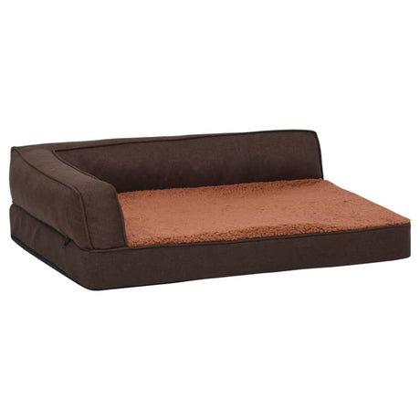 Materasso Ergonomico per Cani 75x53cm Pile Effetto Lino Marrone