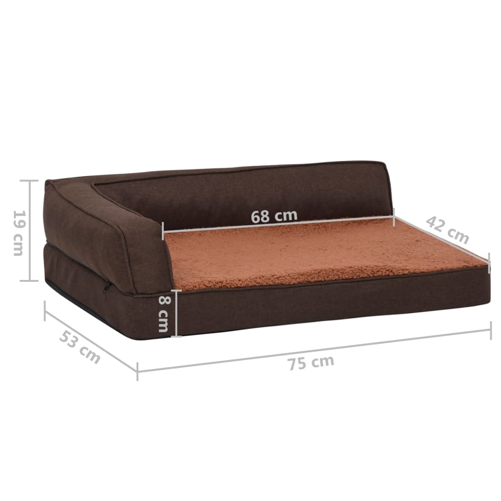 Materasso Ergonomico per Cani 75x53cm Pile Effetto Lino Marrone