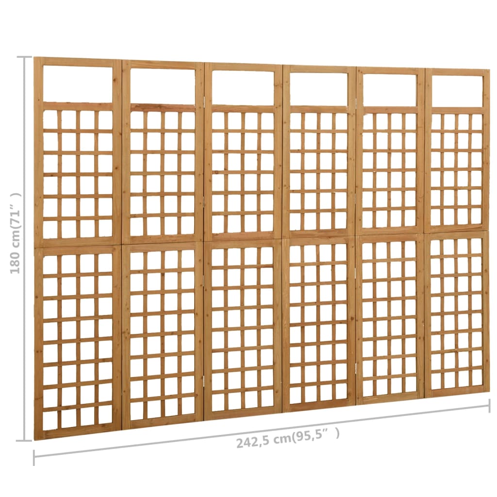 Divisorio a 6 Pannelli in Legno Massello di Abete 242,5x180 cm