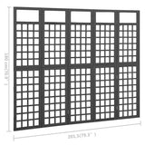 Divisorio a 5 Pannelli Legno Massello di Abete Nero 161x180 cm