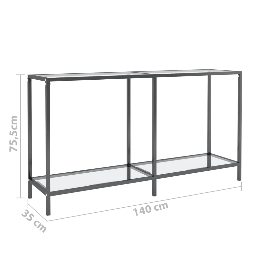 Tavolo Consolle Trasparente 140x35x75,5 cm in Vetro Temperato