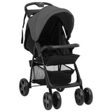 Passeggino 3 in 1 Grigio Scuro e Nero in Acciaio