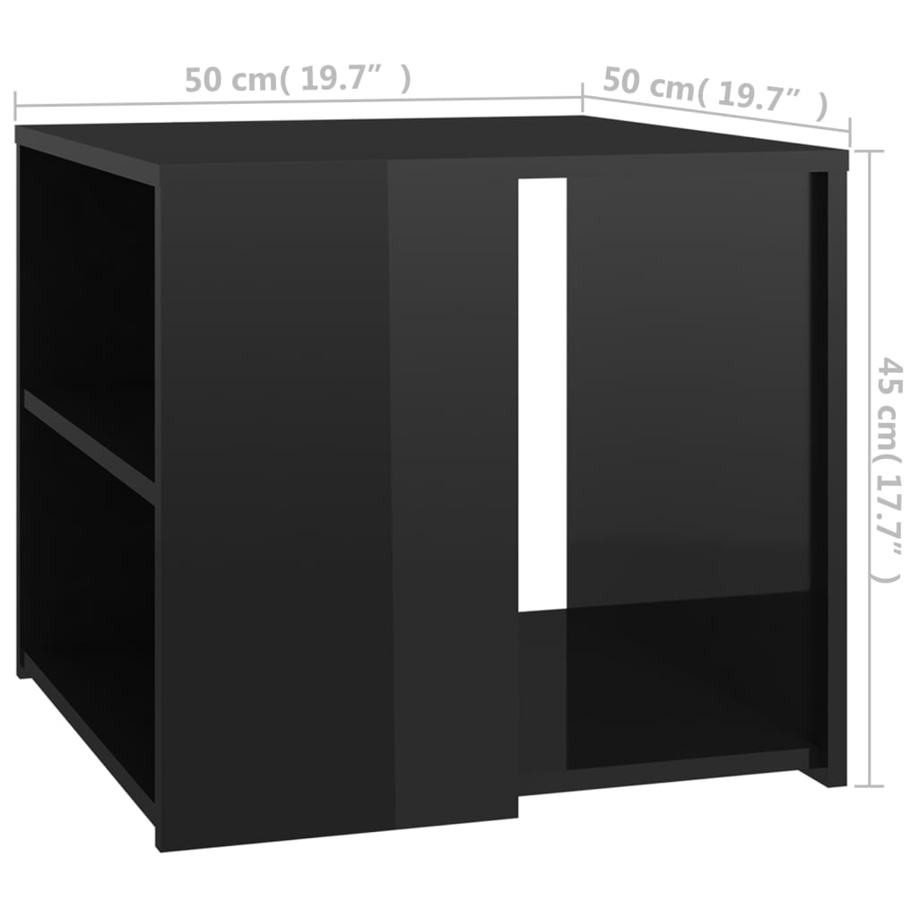 Tavolino Nero Lucido 50x50x45 cm in Legno Multistrato