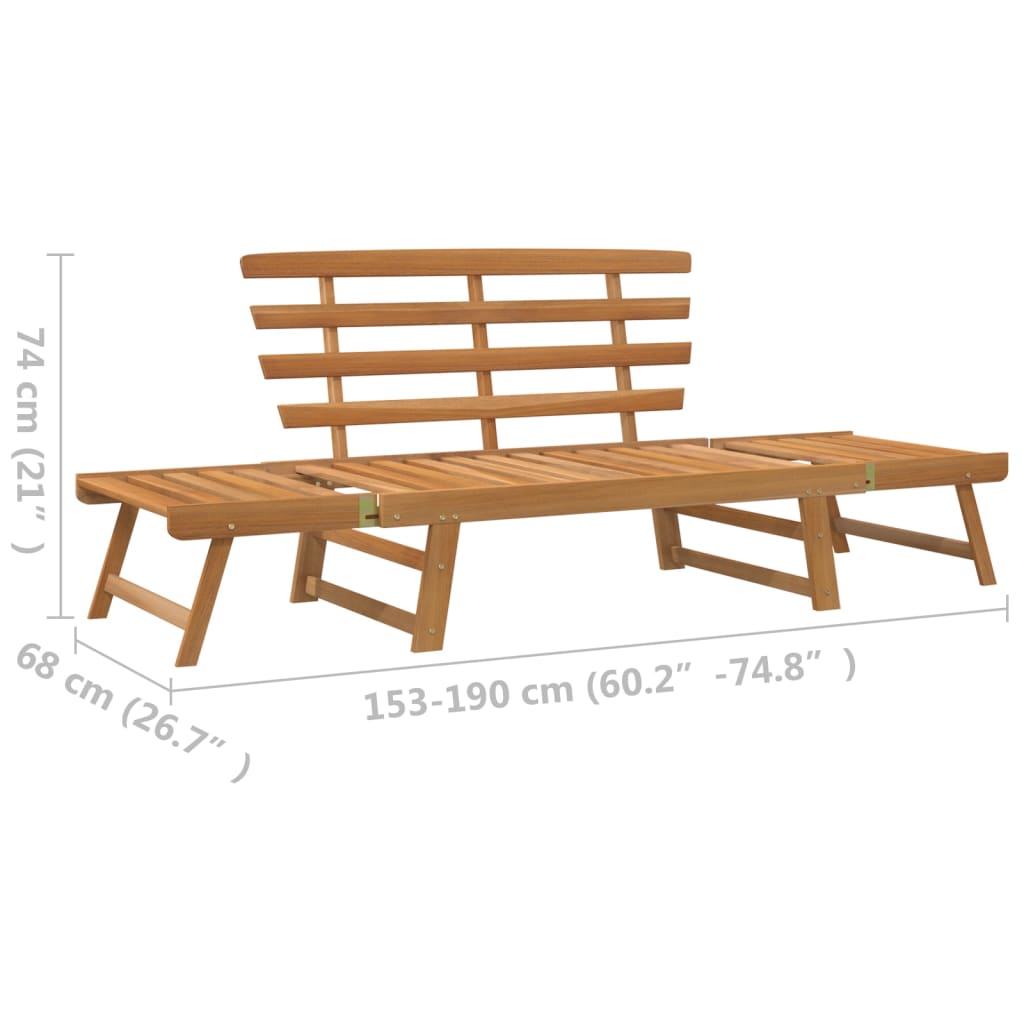 Panca da Giardino 2-in-1 190 cm in Legno Massello di Acacia