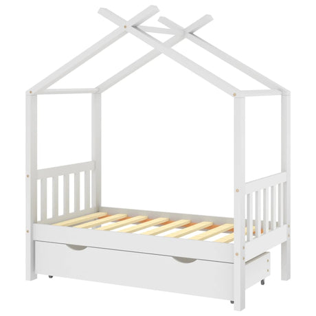 Giroletto Bambini con Cassetto Bianco Legno di Pino 70x140 cm