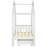 Giroletto Bambini con Cassetto Bianco Legno di Pino 70x140 cm