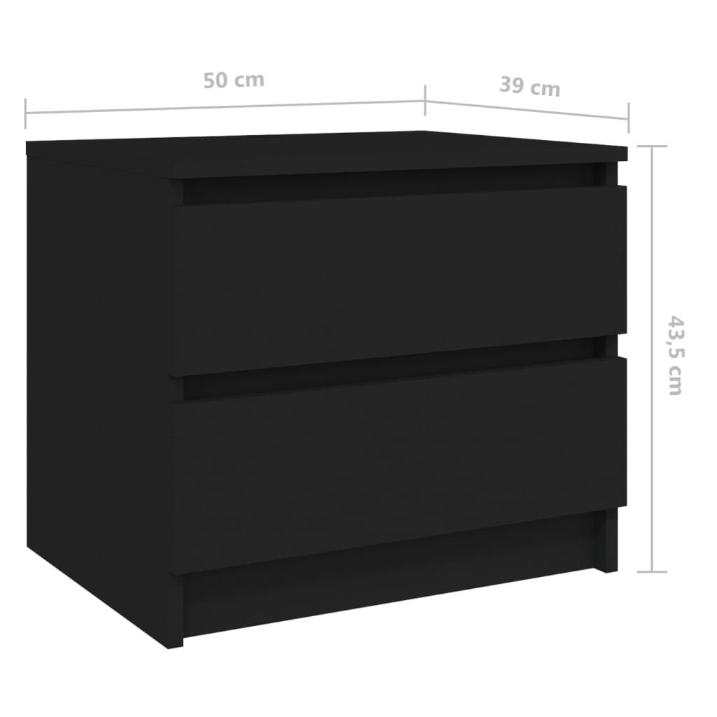 Comodino Nero 50x39x43,5 cm in Legno Multistrato