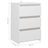 Comodino Bianco 40x35x62,5 cm in Legno Multistrato