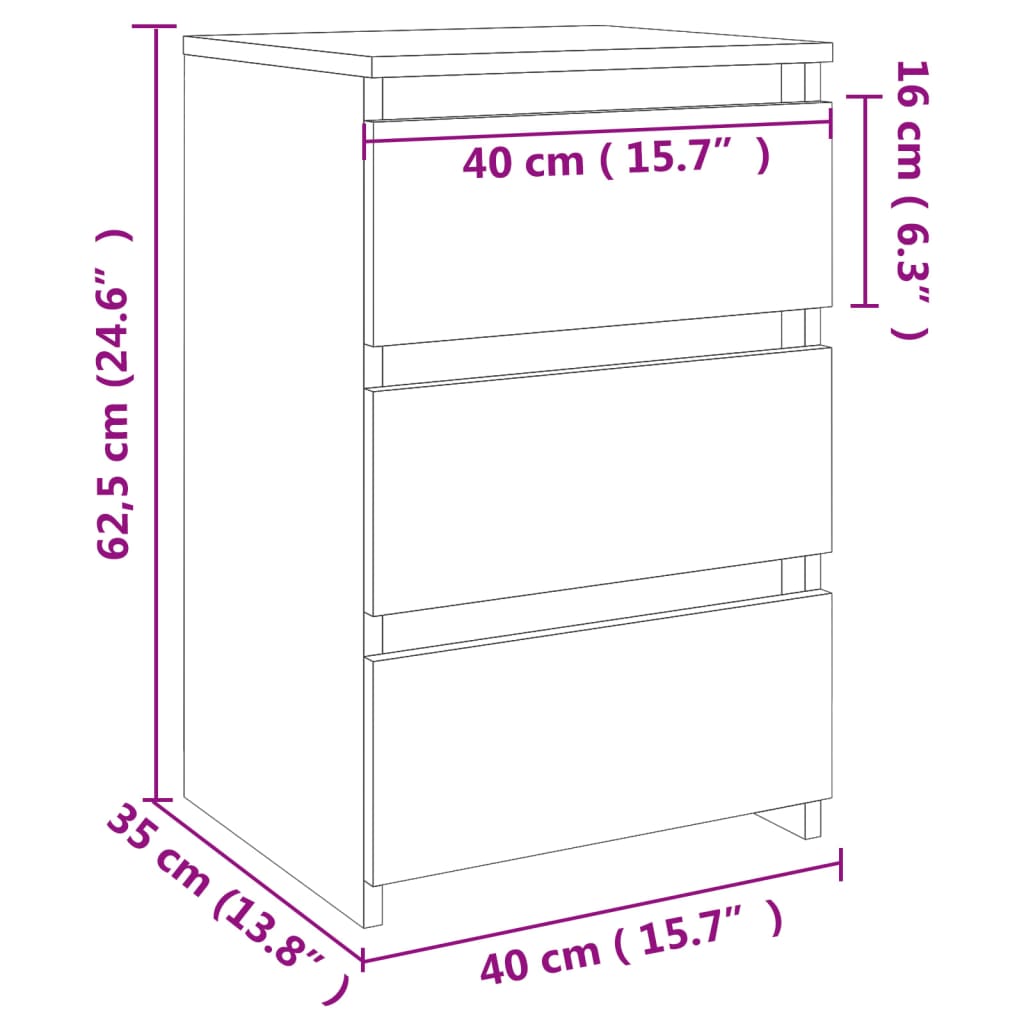 Comodino Rovere Sonoma 40x35x62,5 cm in Legno Multistrato