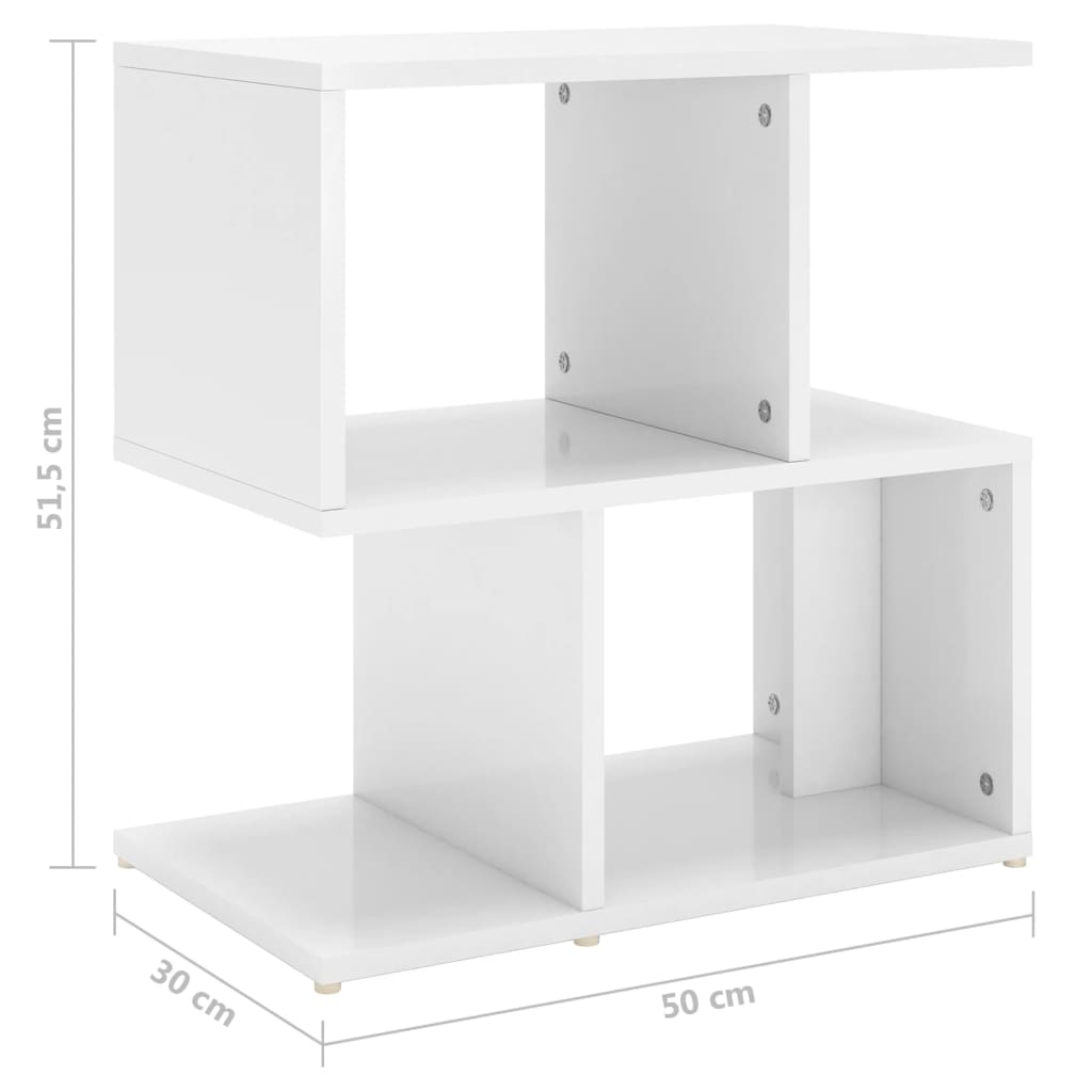 Comodino Bianco Lucido 50x30x51,5 cm in Legno Multistrato