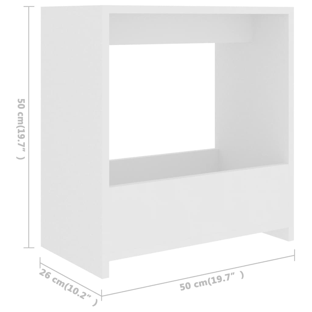 Tavolino Bianco 50x26x50 cm in Legno Multistrato