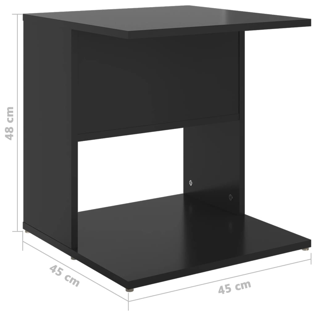 Tavolino Nero Lucido 45x45x48 cm in Legno Multistrato