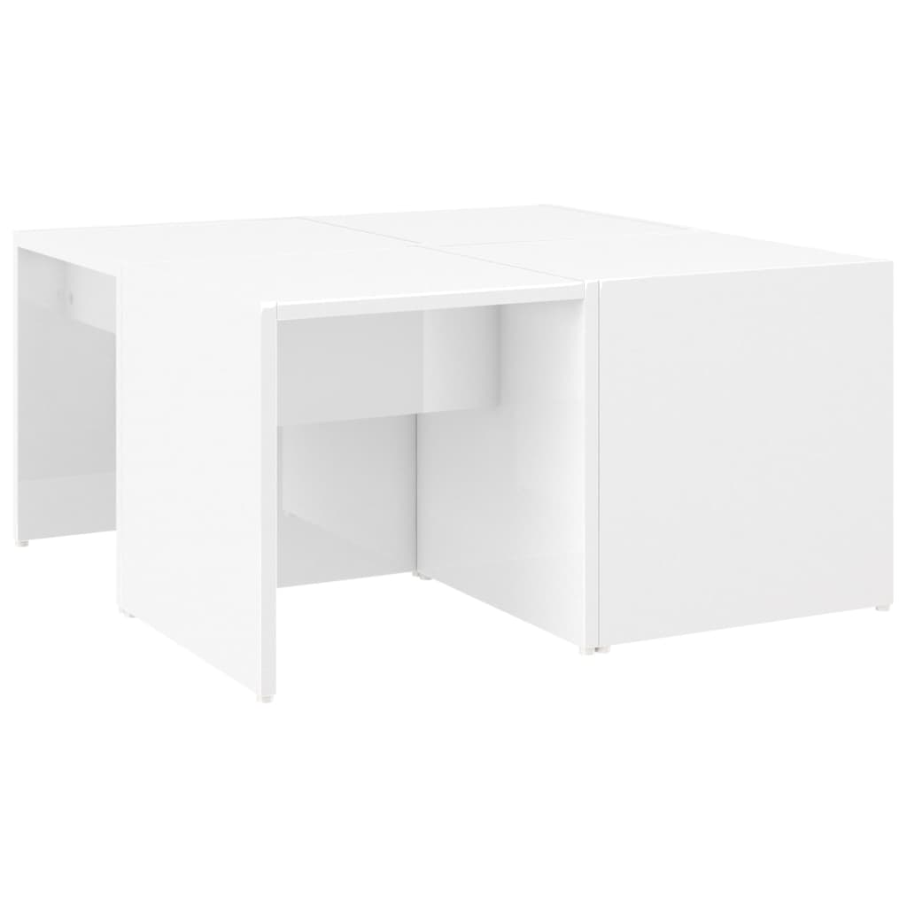 Tavolini da Salotto 4 pz Bianco Lucido 33x33x33 cm Multistrato